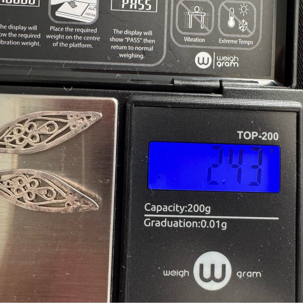 Sterling Silver Openwork Dangle Earrings Marquise… - image 4